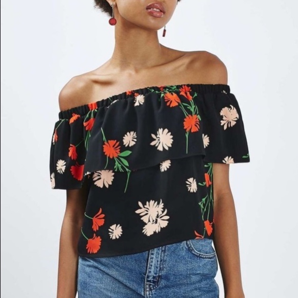 TOPSHOP | Floral Off-shoulder Top